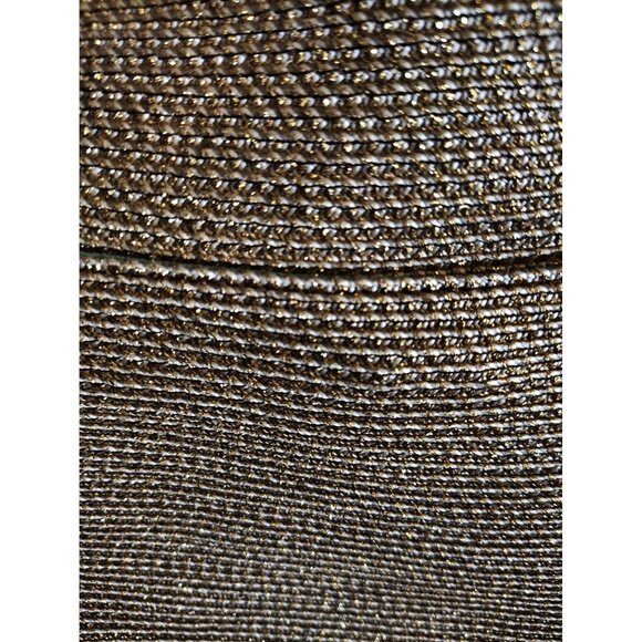 Eric Javits Gold Raffia Straw Handbag Purse, Zip Close Blue Lining Woven - Picture 3 of 6